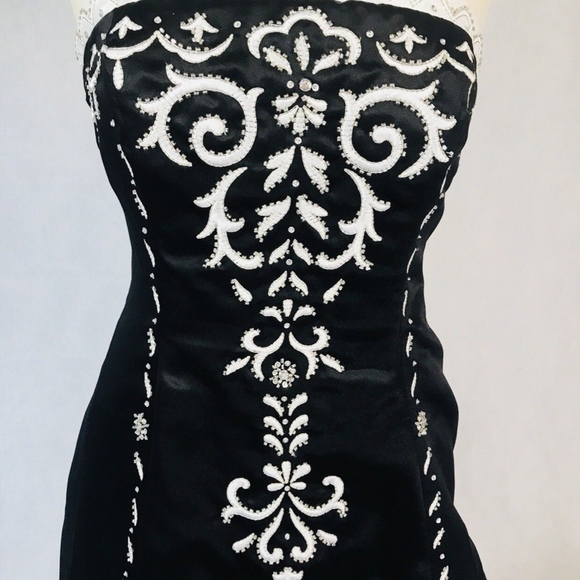 VTG Formal Gown Zum Zum Black White SZ 5/6 - Picture 4 of 6